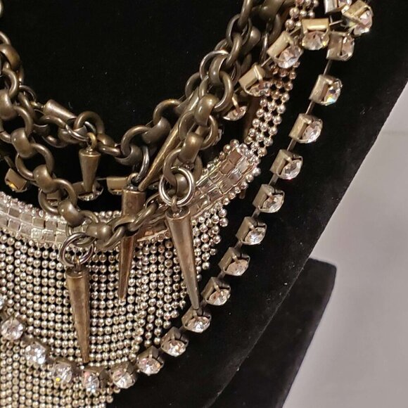 J.Crew Fenton and Fallon Collaboration Necklace Spikes Rhinestones - Picture 6 of 10